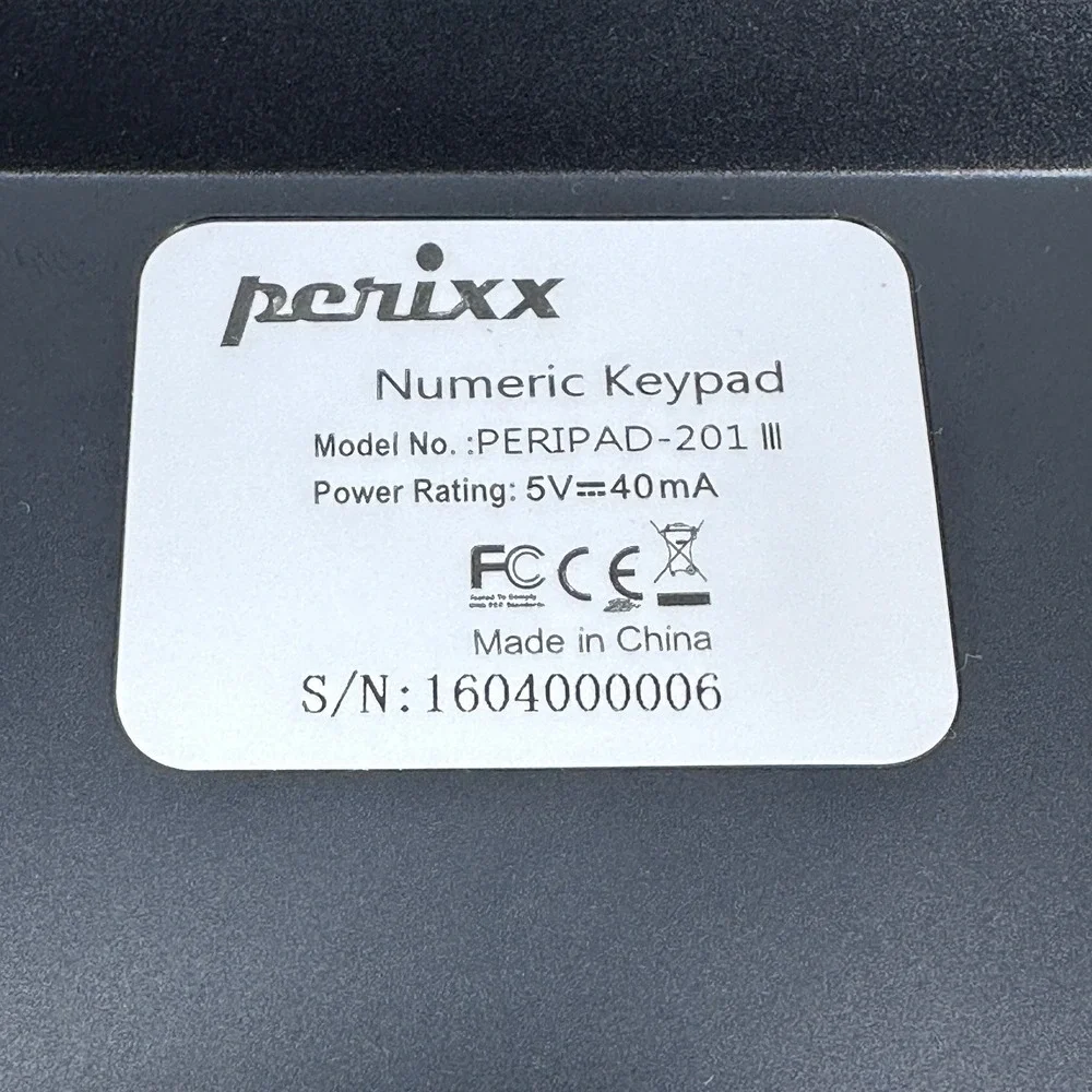 Perixx PERIPAD-201 III Wired USB Numeric Keypad Black 19-Key Slim Numpad NEW